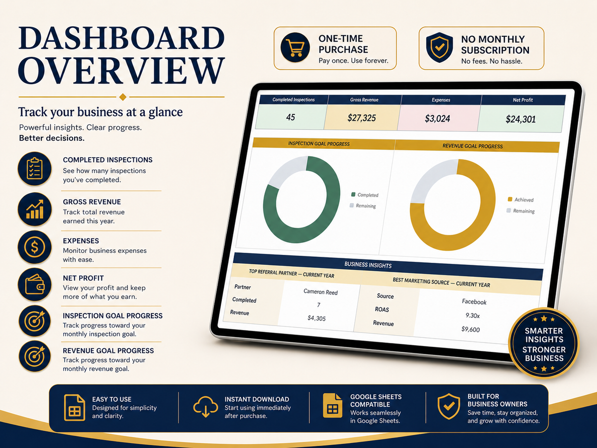 Home Inspector Business Command Center | Excel Business Spreadsheet