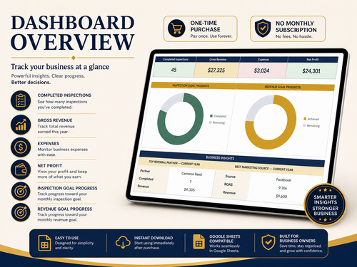 Home Inspector Business Command Center | Excel Business Spreadsheet
